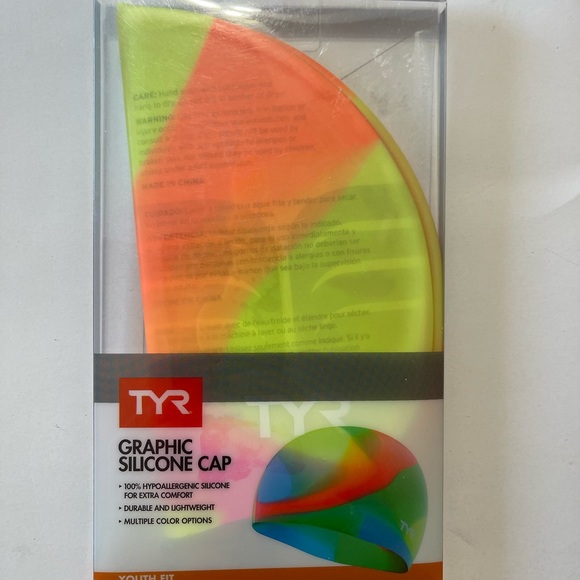 TYR Swim Cap for Youth New Birght tiedie colors - Picture 2 of 2